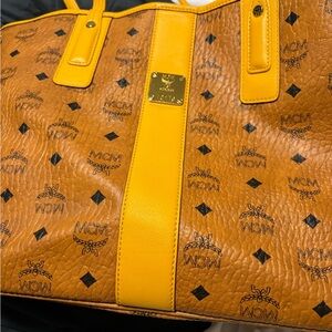 MCM Brown and Yellow Tote Bag